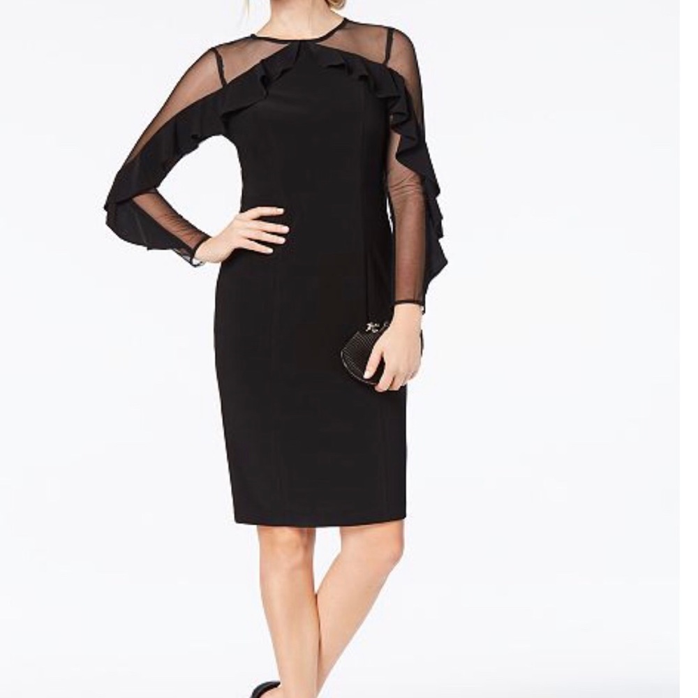 R&M Richards Illusion-Sleeve Dress Size 14W.